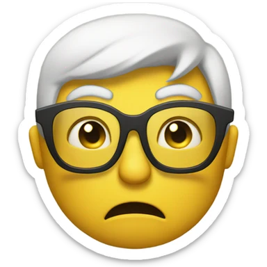 a yellow emoji with very very big glasses the emoji very angry and emoji looks to the right side sticker
