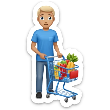 man-with-a-shopping-cart-full-body sticker