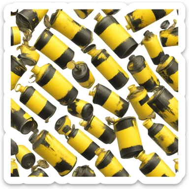 oil canister yellow and black fire sticker