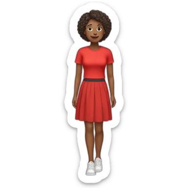 My mom IS wearing a red skirt with a red tee shirt sticker