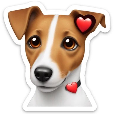 Jack russell terrier in love. With three red hearts around his head sticker