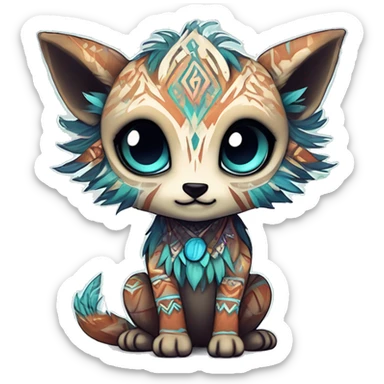 cute Kawaii edgy ethereal shy epic tribal fantasy animal fursona Fionbri creature by griffsnuff & LiLaiRa & Falvie with exotic colors with intricate patterns full body sticker