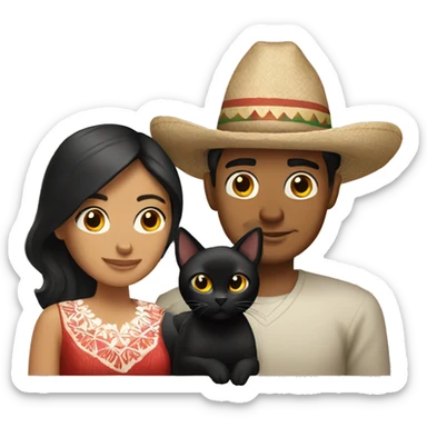 Mexican couple with black cat sticker