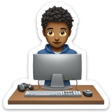 boy playing in a pc gamer sticker