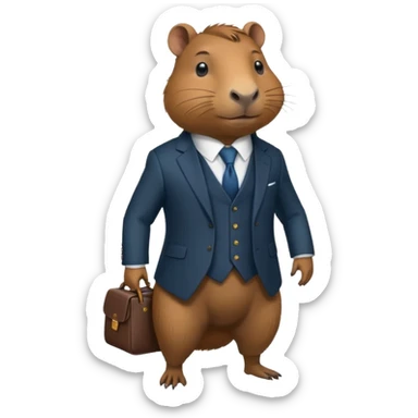Asme una capibara con trage elegante solo que se le vea desde el traje  sticker