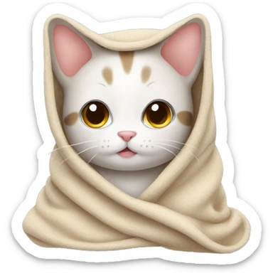 Cute cat wrapped in a blanket sticker