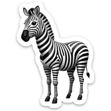 cinematic-zebra-realistic-full-body-standing-emoji,-elegant-frame-balanced-gracefully,-bold-black-and-white-stripes-contrasting-sharply,-head-tilted-dramatically,-expressive-dark-eyes-glinting-with-curiosity,-simplified-yet-realistic-focused-features,-highly-detailed,-glowing-with-an-almost-sarcastic-glow sticker