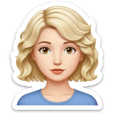 White girl with short hair with wavy sticker