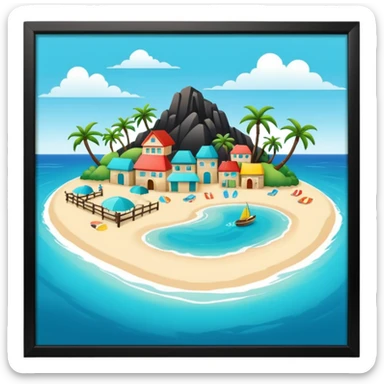 attractive island  with a beach and infrastructure  sticker