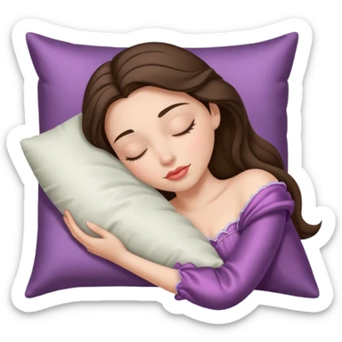 sleeping beauty brunette white girl with a silk pillow sticker