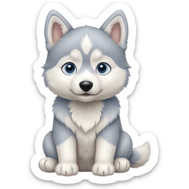 a sitting husky puppy sticker