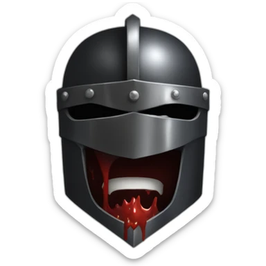 upper body of black knight, bloody sticker