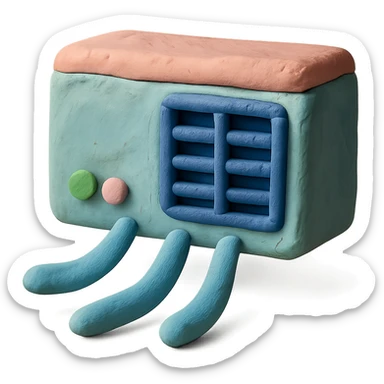 playful air conditioning unit with cool air waves in claymation style with pastel colors sticker