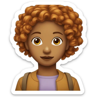 Fille métisse cheveux bouclés roux sticker