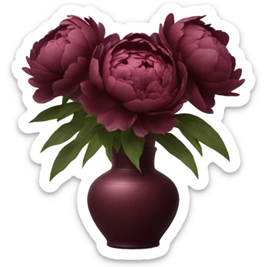 burgundy peonies in an aesthetic vase sticker