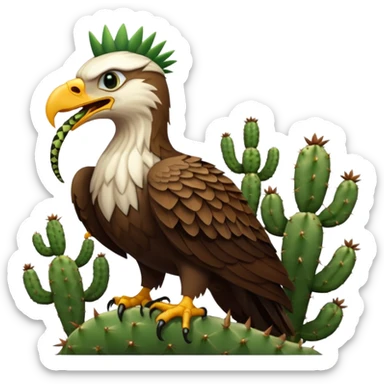 Royal eagle eating a snake on a cactus  sticker