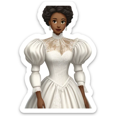 White victorian dress gown sticker