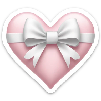 Pastel pink heart with white bow sticker