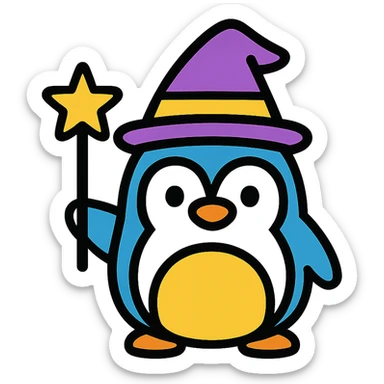 penguin wizard sticker