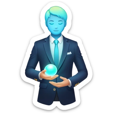 Minimalist glowing aura sphere with subtle blazer or suit jacket silhouette integrated, masculine style essence sticker