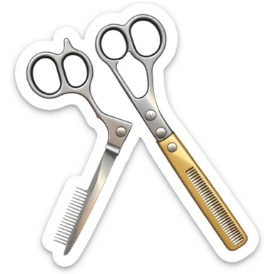Make into an emoji with hair shears and a comb 2D sticker