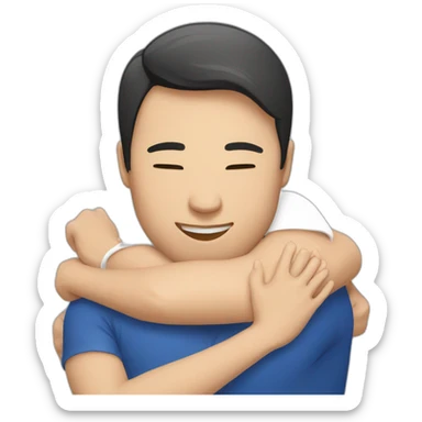 russian hugs asian sticker