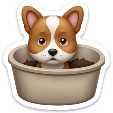 dog in litter box sticker