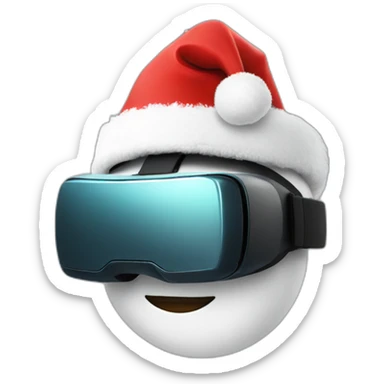 vr headset in christmas hat sticker