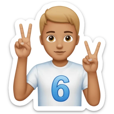 I need a 67 emoji. Like a male person doing six seven hand motion and the numbers 6 and 7 shld be on top of the 2 hands sticker