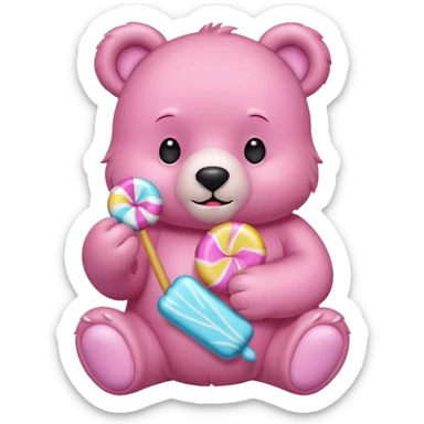 Pink Bear with candy sticker