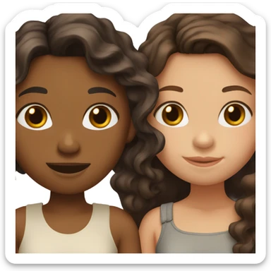 Three friends. All girls. Side by side One white with dark brown wavy hair, one tan with brown hair, and one brown with curly black hair sticker