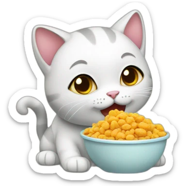 cute cat eating food sticker