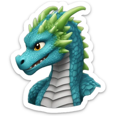 a realistic dragon with a comic-book style sticker