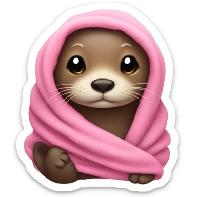 Otter wrapped in a pink blanket sticker