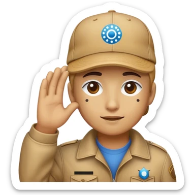 can you create me a discord emoji of a salute emoji while wearing a cap with the cardano (ada) logo on it sticker