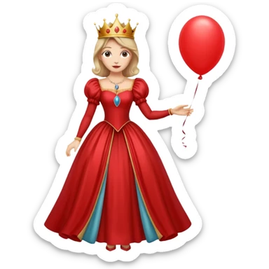 queen wearing dress, holding balloon in shape of number 3 sticker