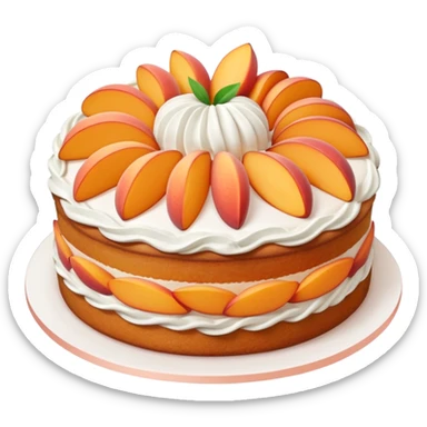 An aesthetic peach cake 🍑, with white decorations and peach pieces. sticker