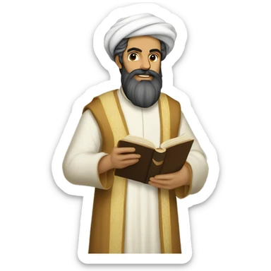 Nizami Ganjavi persian medieval author with a book in hands and black beard sticker