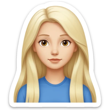 Stylized emoji portrait of a sexy long-haired white-blonde woman, confident expression, smooth skin, minimal makeup, full height  sticker