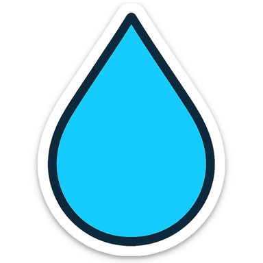 blue water droplet icon with black outlines sticker