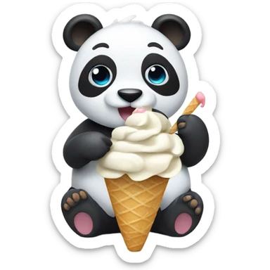 Panda eating ice cream sticker