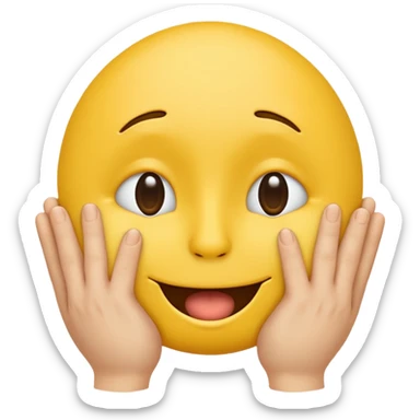 yellow emoji with hands spreading his cheeks and a hole in the middle of his face with no eyes or mouth or nose sticker