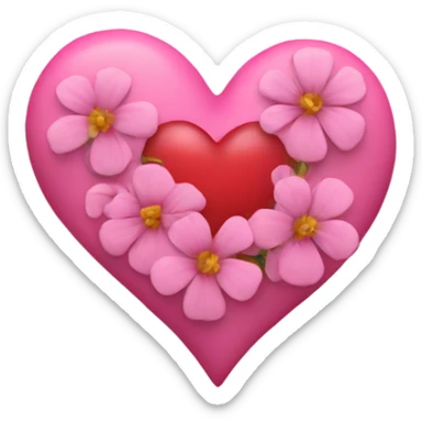Pink heart with pink flowers sticker