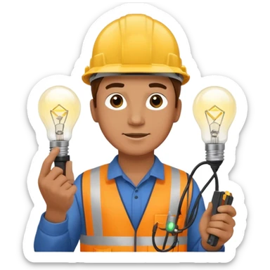 Am man Electricity power employer at work with a light sticker