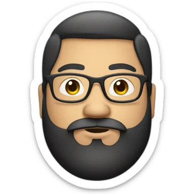 young white fat man with glasses and beard black hair sticker