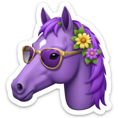 Purple horse wearing sunglasses and flowers on hair
 sticker