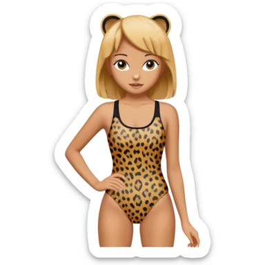 Leopard print one piece swimsuit sticker