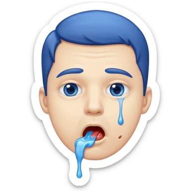 Man Hungry drooling and blue saliva dripping out of the mouth sticker