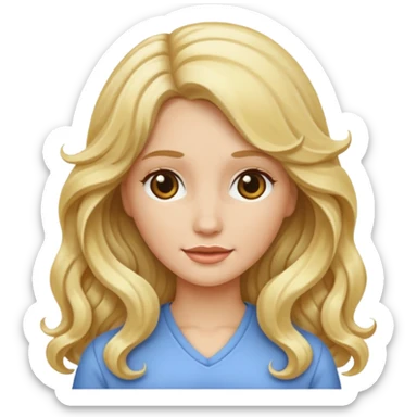 White female with long blonde wavy hair sticker