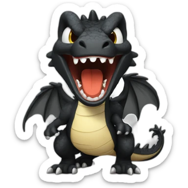 Happy Cute Black dragon shouting hype sticker